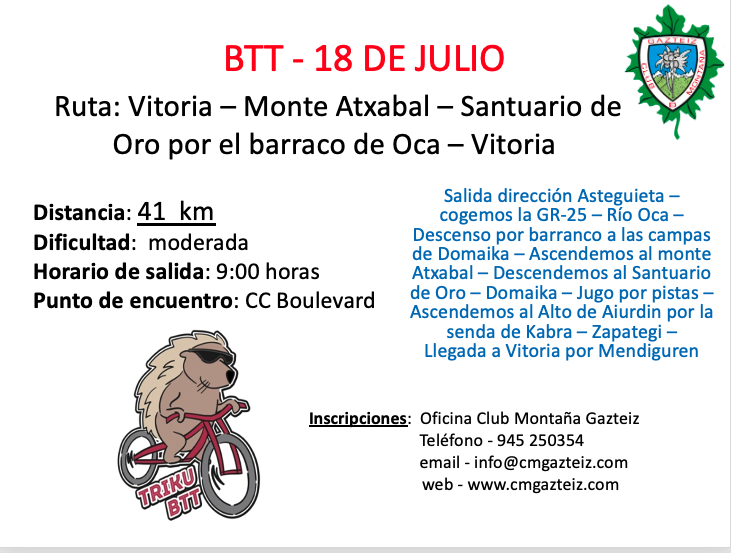 Foto Monte Atxabal Santuario de Oro por el barranco de Oca        41km moderado